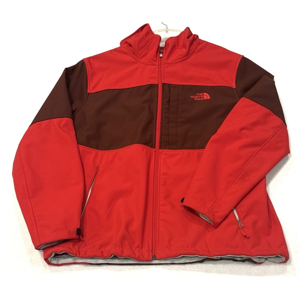 North Face Mens lined hooded Jacket  Red and Brown size XL full zip